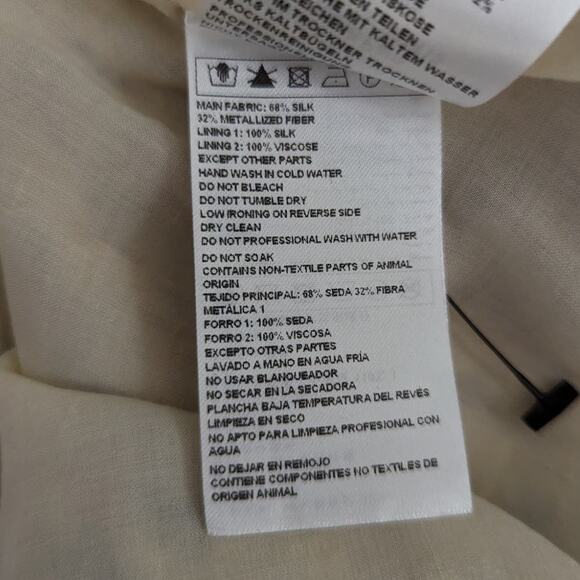 BA&SH Gaby Metallic Blouse Silk Ochre Gold Abstract Print 3/4 Sleeve Size XS - Picture 10 of 12